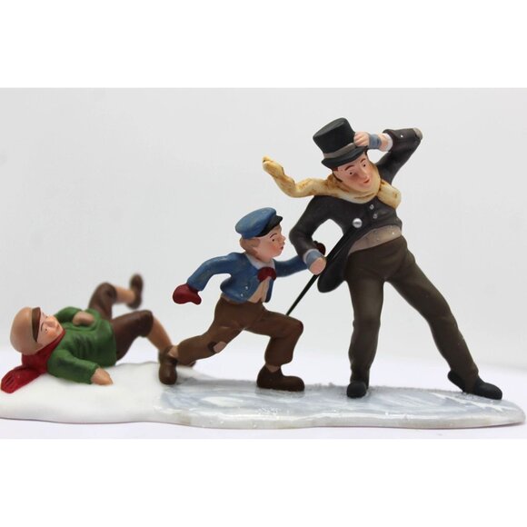 Dept 56 Dickens Village - Sliding down Cornhill With Bob Cratchit - Picture 1 of 5